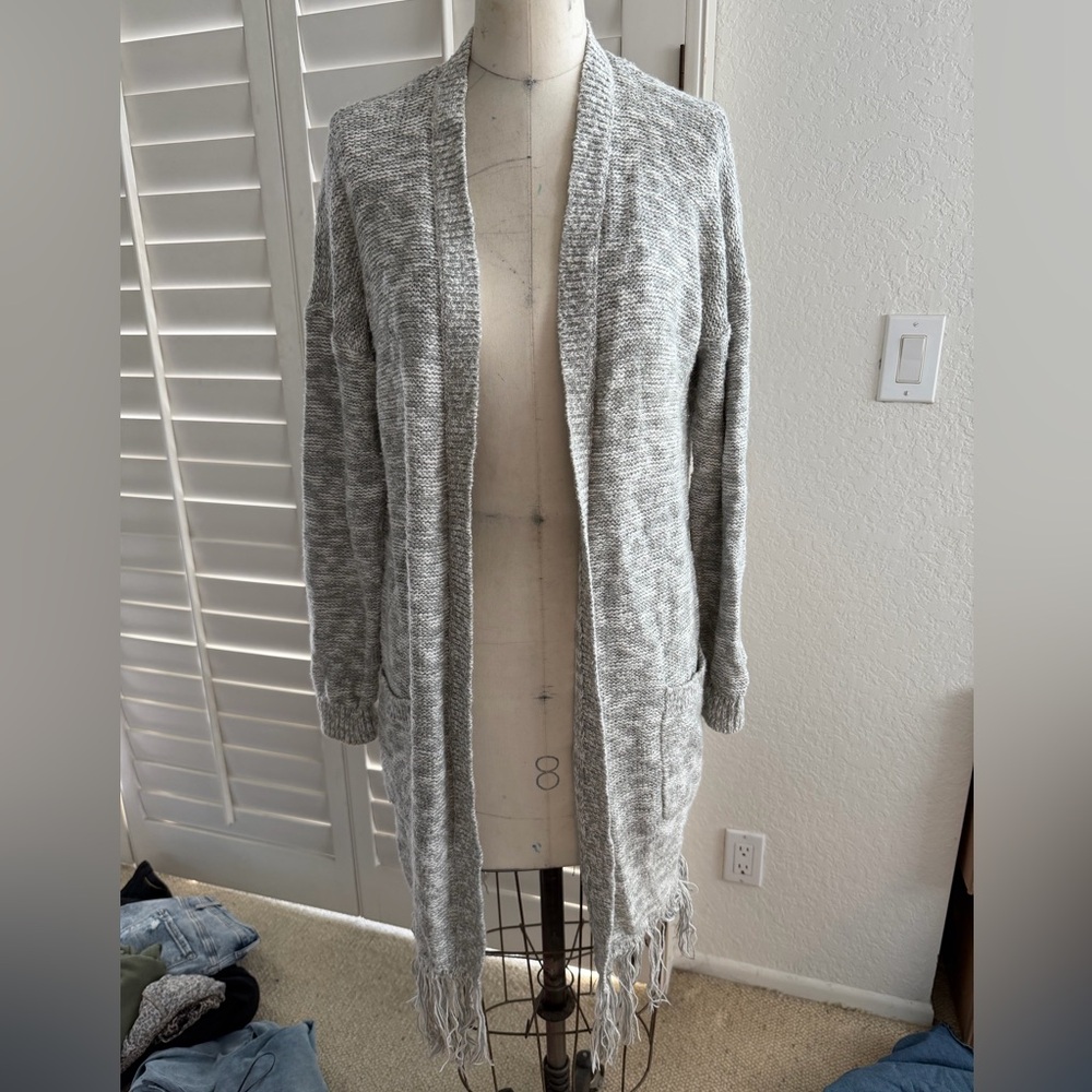 Women's Gray space dyed longline Sweater cardigan